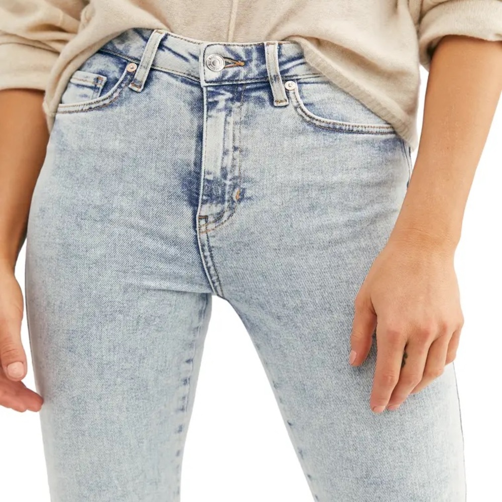 HP⭐️FREE PEOPLE Raw High-Rise Jeggings NWT 27 Acid - Picture 6 of 16